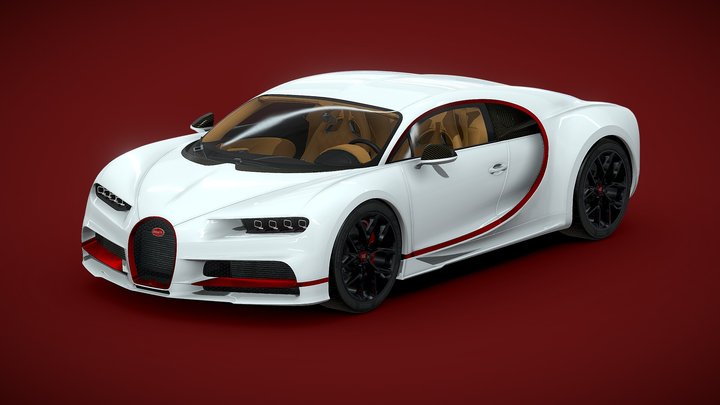 Bugatti Chiron White 3D Model