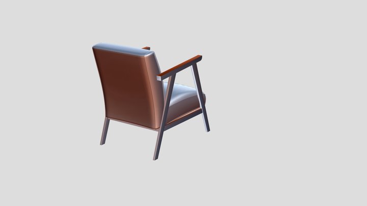 Hereford Natural Linen Mid Century Style Armchai 3D Model