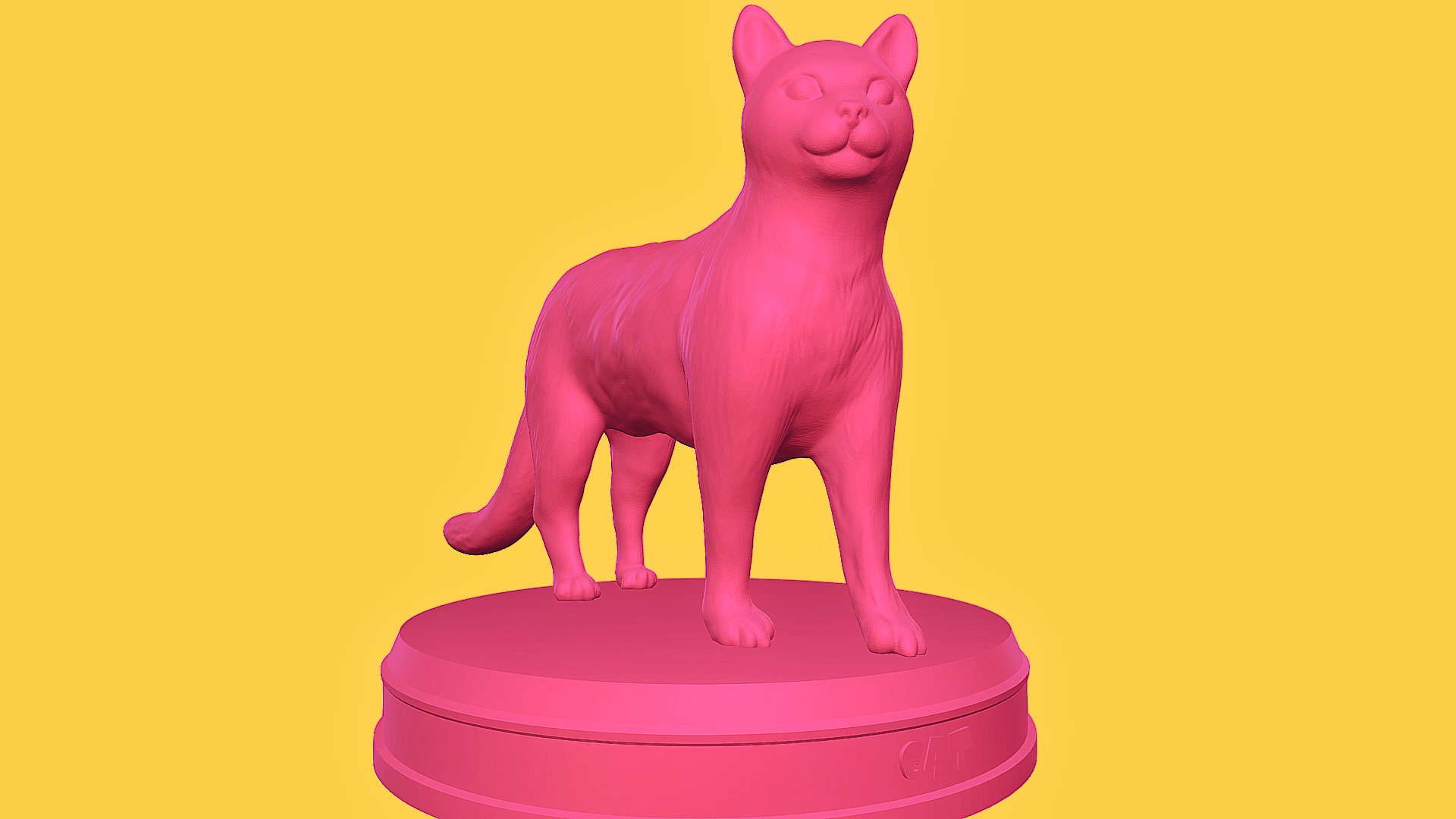 3D model Realistic Cat - This is a 3D model of the Realistic Cat. The 3D model is about a pink pig statue.