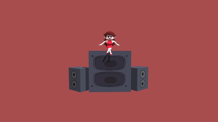FNF Girlfriend with speakers 3D Model