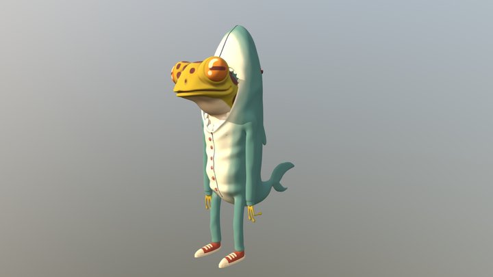 Frog wearing a shark costume 3D Model