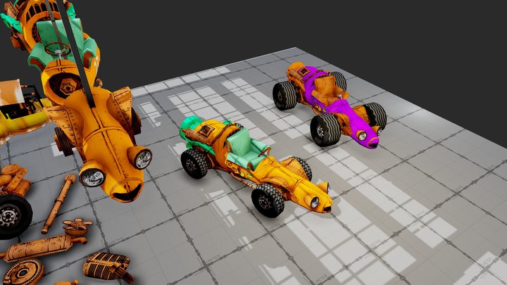Racing car "Carrot" made of scrap 3D Model
