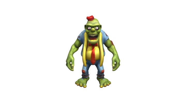 Zombie character with tattered clothes and expo 3D Model