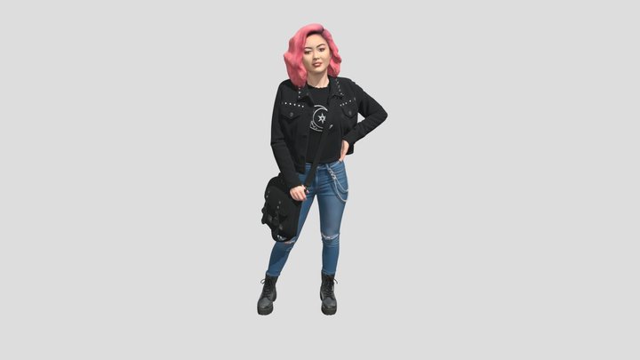 Urban Rebel with Pink Hair – Modèle 3D gratuit STL