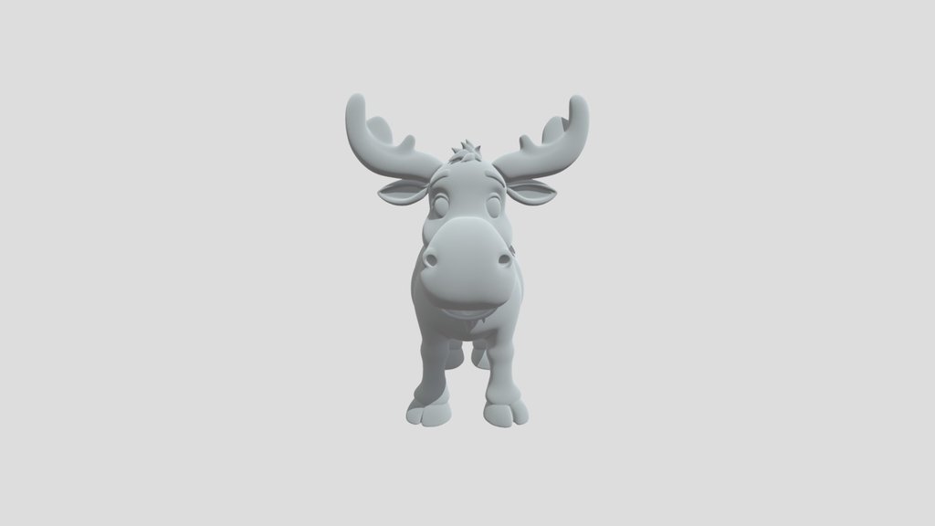cute stylized cartoon moose med 2 horns