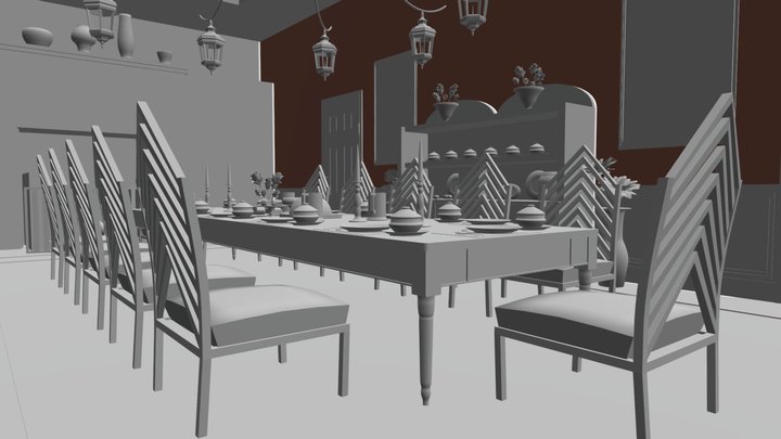 Victorian Dining Room 3D Model