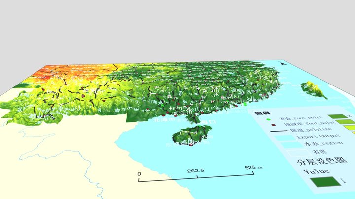 华南地区三维地形模型 3D Model