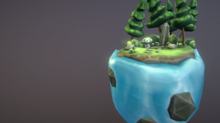 Vine Mushroom Forest Fantasy Diorama 3D Model