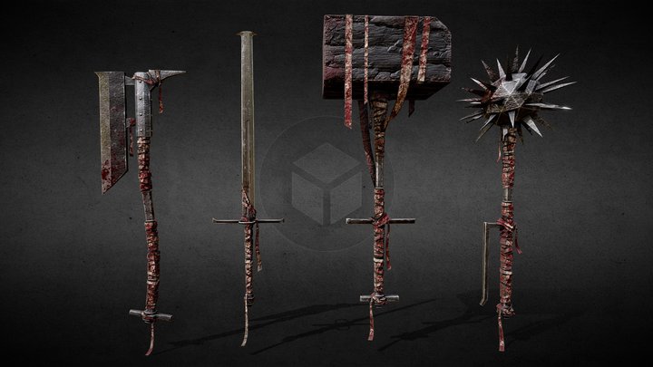 THE BUTCHER SET: dark fantasy weapons 3D Model