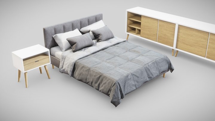 Upholstered Bed 3D Model