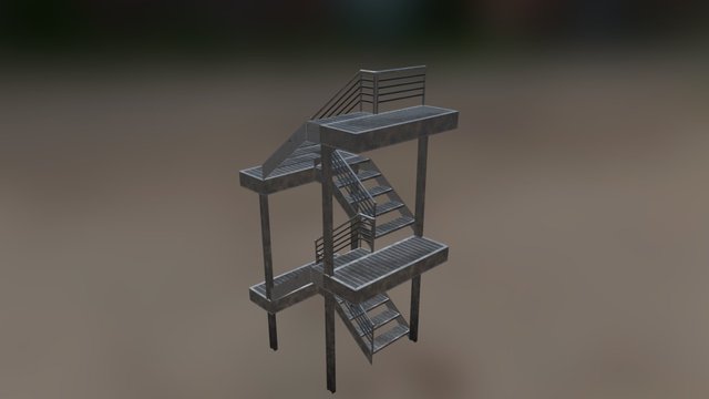 Metal stairs 3D Model