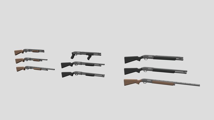 Low Poly Winchester Shotguns