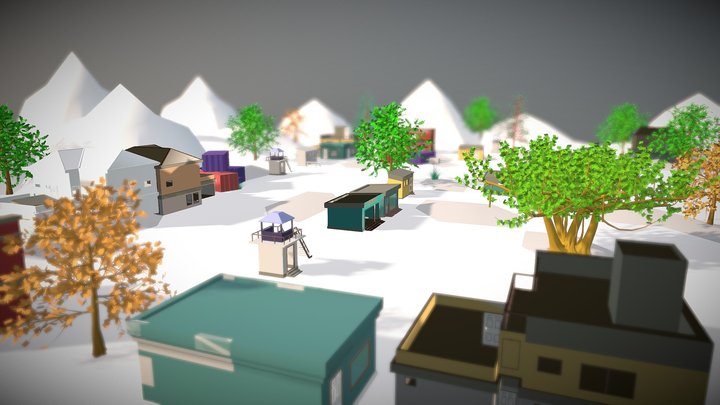 Low poly pubg area fbx file easy to use 3D Model