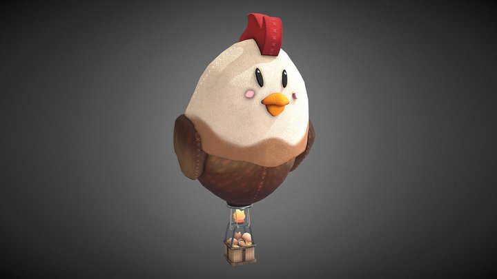 Chicken Hot Air Balloon 3D Model