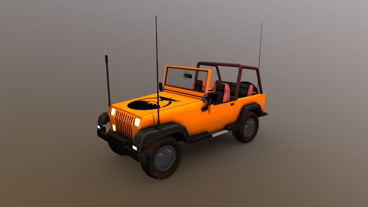 Stylized 1992 Jeep Wrangler 3D Model