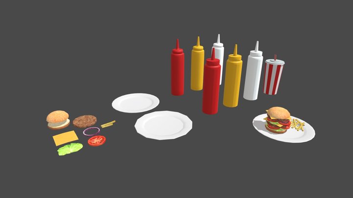 Fast Food Pack 01 Burger 3D Model