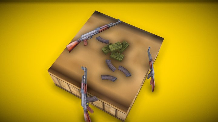 AK 47 Model Low poly Style PSX 3D Model