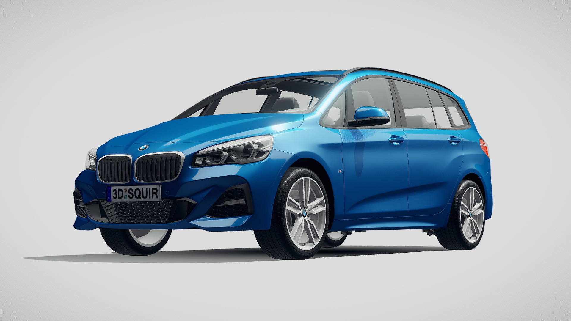 3D model BMW 2 Gran Tourer M-Pack 2019 - This is a 3D model of the BMW 2 Gran Tourer M-Pack 2019. The 3D model is about a blue car with a white background with Holden Arboretum in the background.