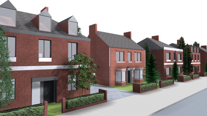 low density suburb building line 3D Model