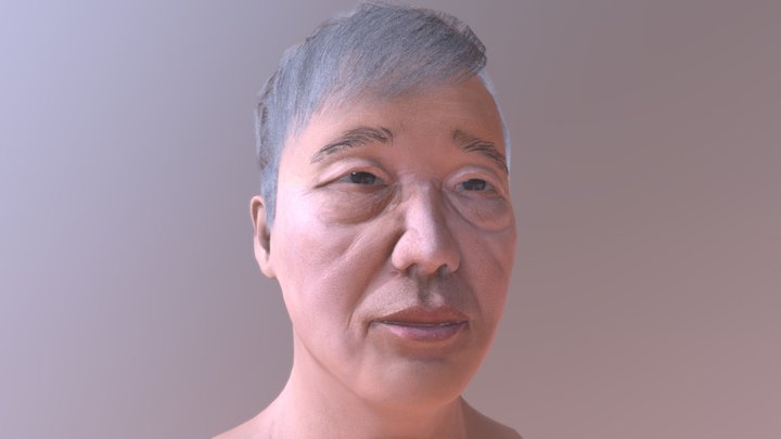 Asian Man Head 1 3D Model