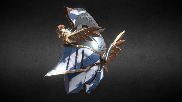 Crusader Helmet Dark Fantasy 3D Model