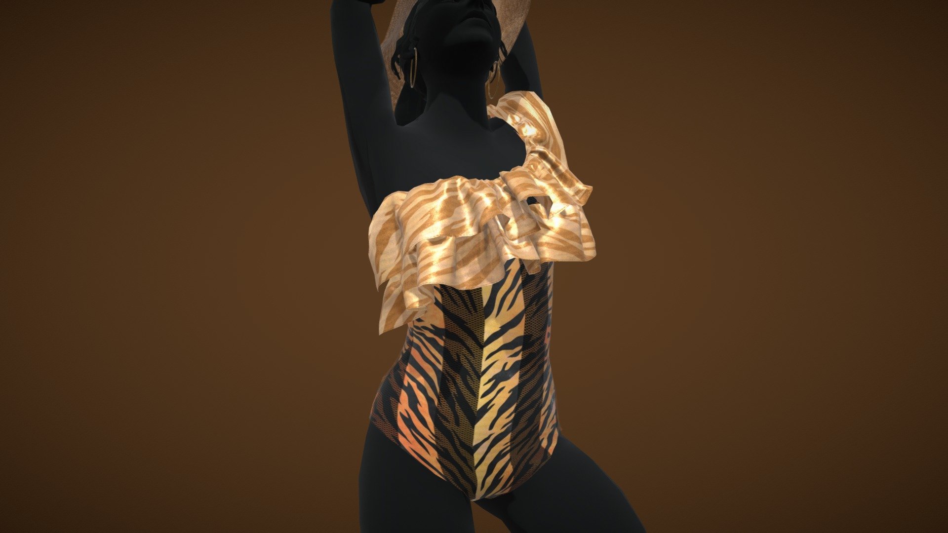 Female Tiger Print Swimsuit — Sketchfab embed 3D viewer