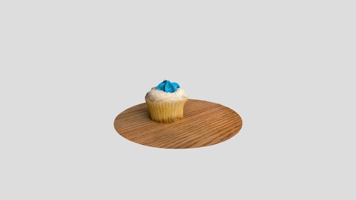 Mini Cupcake with blue frosting 3D Model