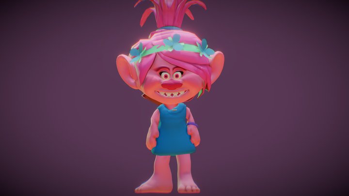 Trolls Queen Poppy pbr animated 3D Model