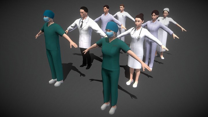 Characters in the hospital 3D Model