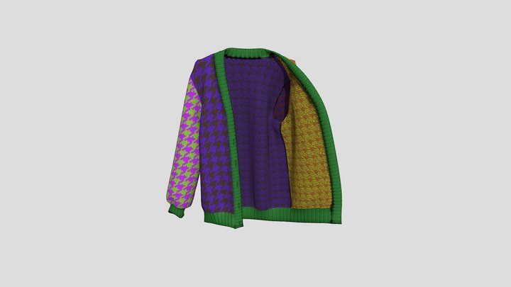 Jacquard Knitwear Cardigan back side 3D Model
