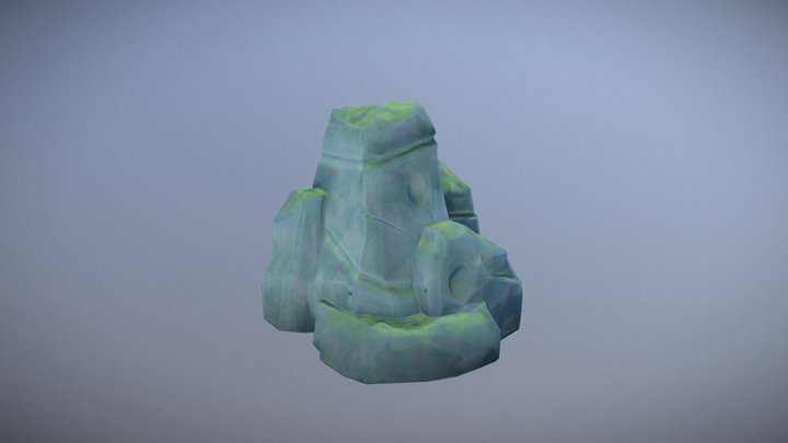 Stylized Mossy Rock 3D Model