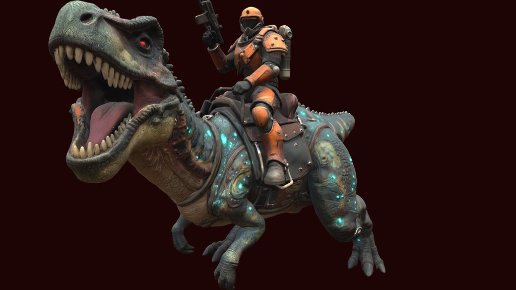 Cyber Dino Rider — Sci-Fi Battle Unit