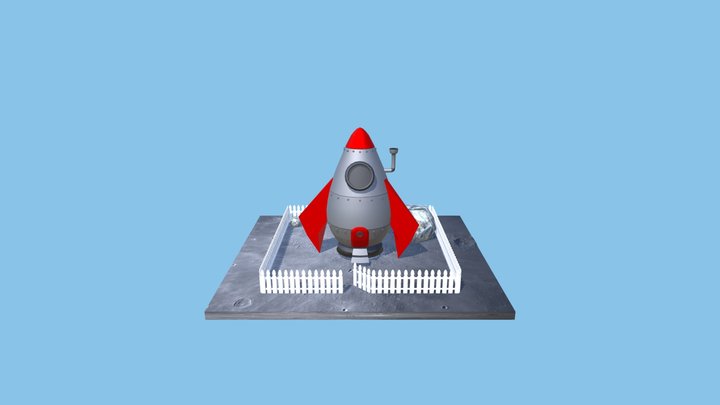 Cartoon Rocket Ship House 3D Model