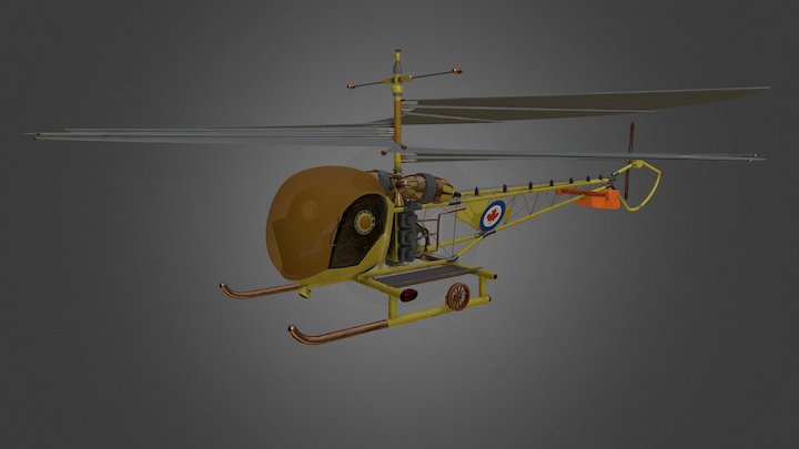 Steampunk Helicopter - Bell 47G HTL-6 3D Model