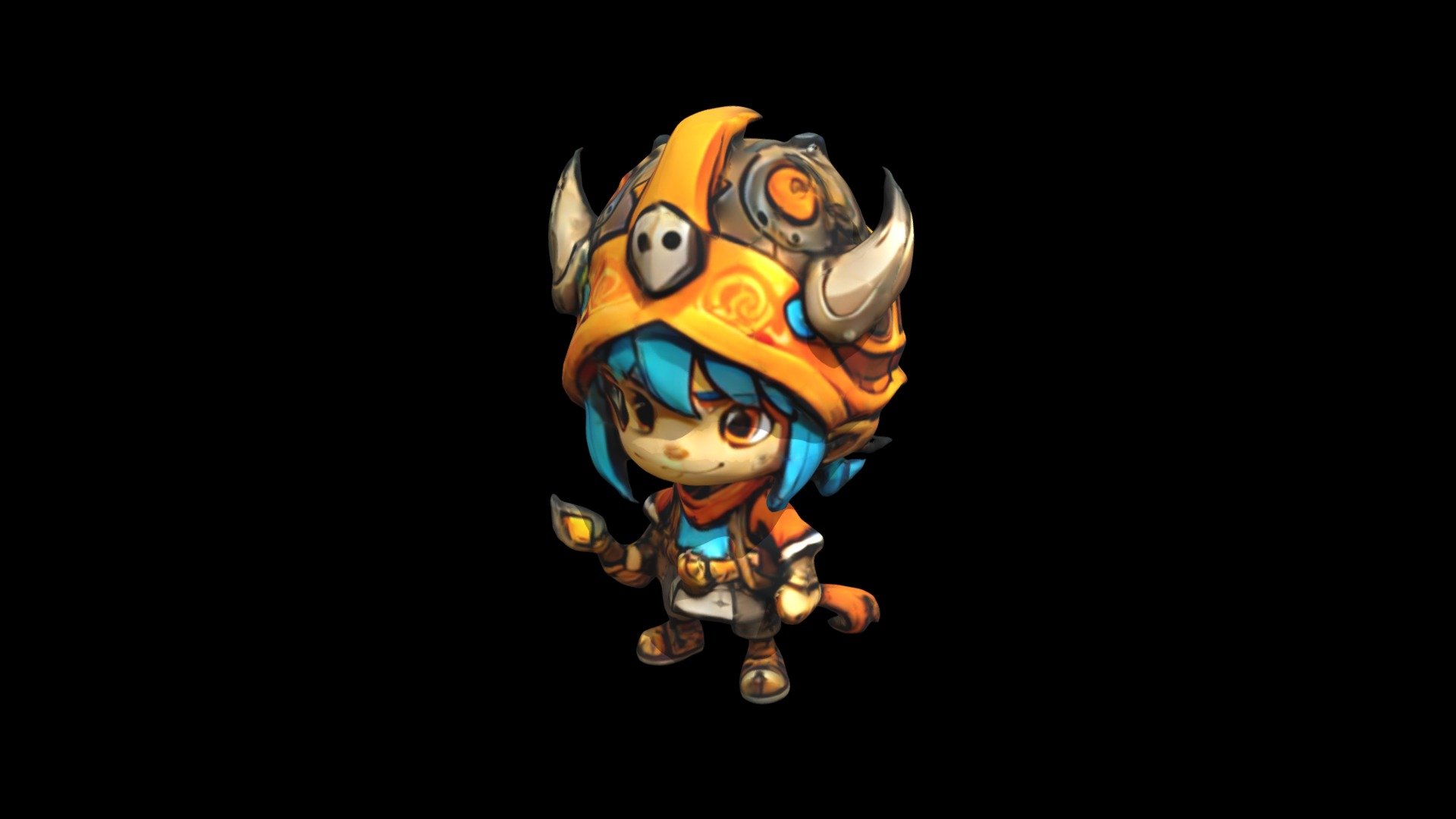 a cartoon character with horns and blue hair - Download Free 3D model ...