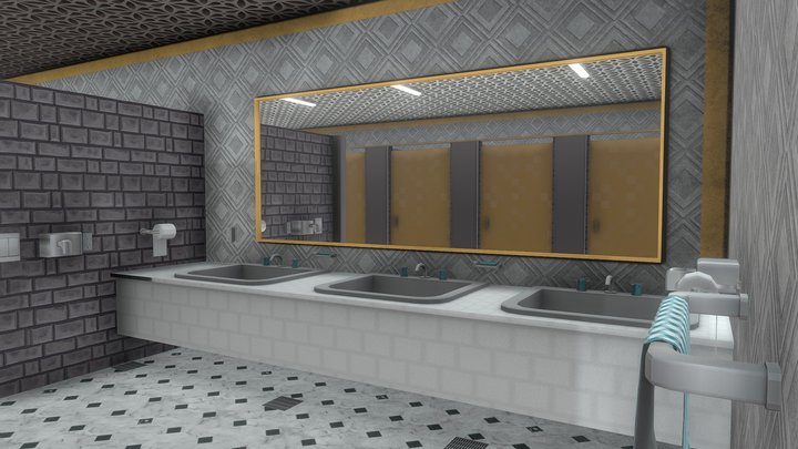 Low Poly Fresh Room / Washrooms 3D Model