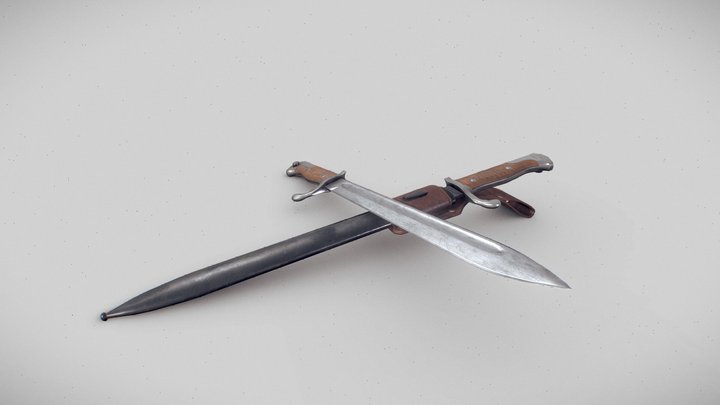 M98/05 German bayonet with scabbard 3D Model