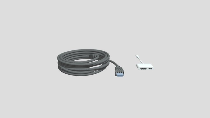 15L HDMI Cable And Adapter 3D Model