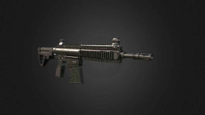HK417 simple military weapon 3D Model