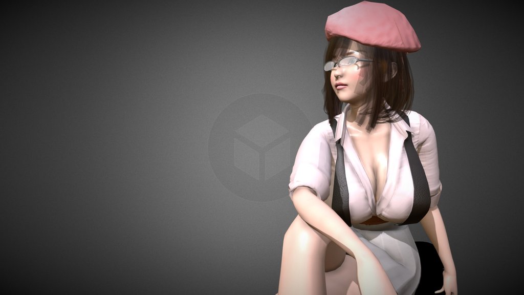 Test Model - Sitting Anime Girl
