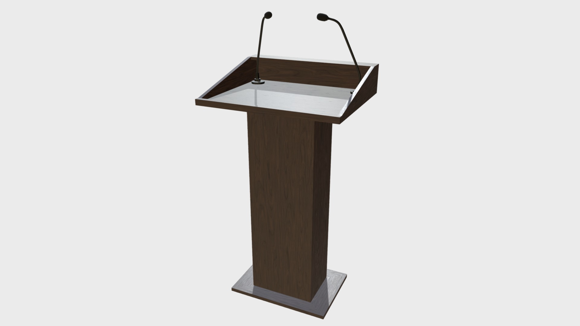 3D model Podium 3 - This is a 3D model of the Podium 3. The 3D model is about a wooden podium with a microphone.