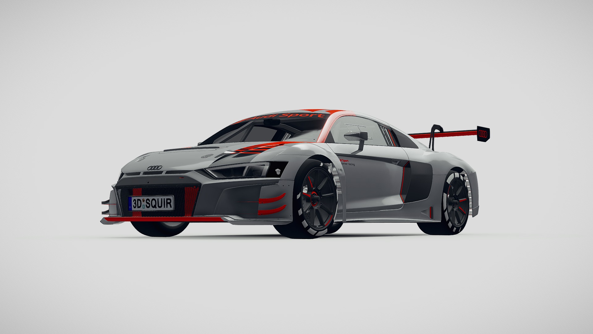 3D model Audi R8 LMS GT3 2020 - This is a 3D model of the Audi R8 LMS GT3 2020. The 3D model is about a race car with red stripes.