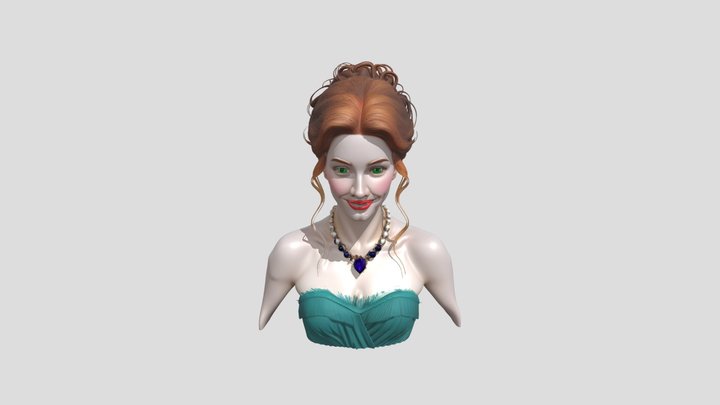 Marti Gras Red Hair Green Eyes 3D Model