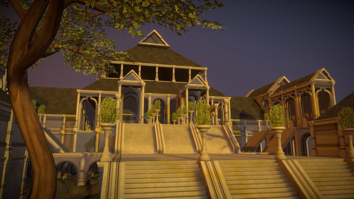 Sunrise Temple Environment 3D Model