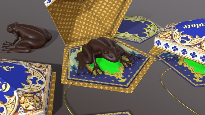 Chocolate Frog Box and Card (100% Croakoa) 3D Model