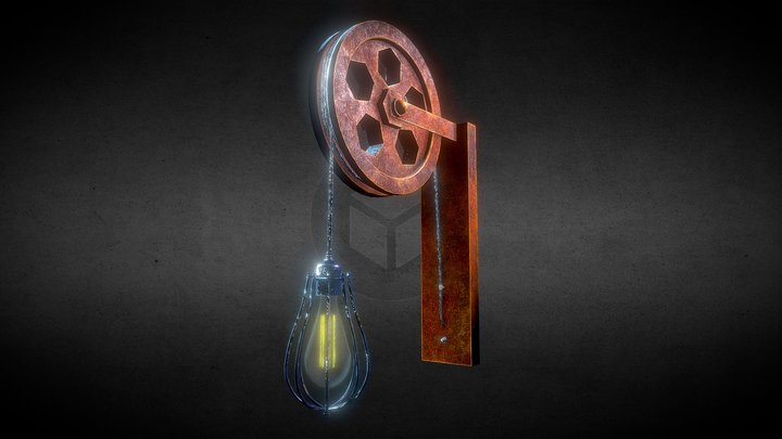 Pulley Lamp Textured 3D Model
