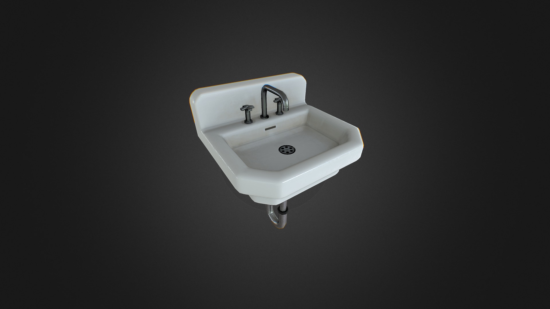 3D model Sink clean pbr - This is a 3D model of the Sink clean pbr. The 3D model is about a white light fixture.