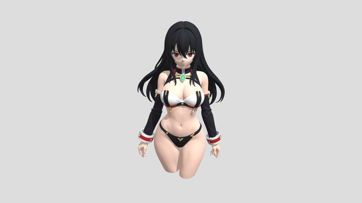 Dark-Haired Anime Heroine 3D Character Model