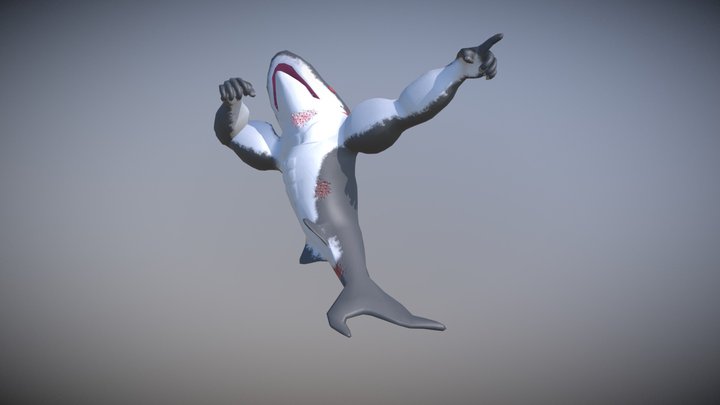 Red Tide Buff Shark's Dabbing Death Animation 3D Model