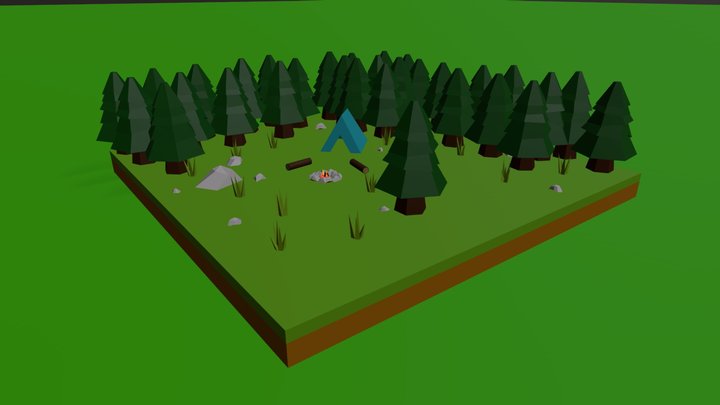 Low Poly Camping 3D Model